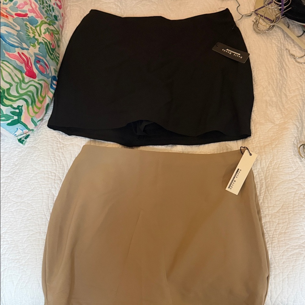 Haute Monde Black and Tan Mini Skirt Set